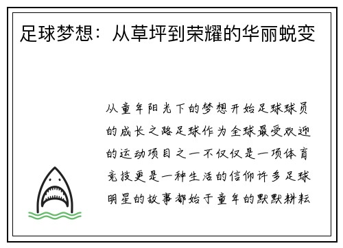 足球梦想：从草坪到荣耀的华丽蜕变